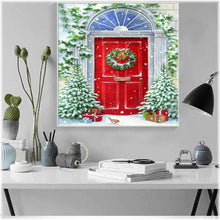 Laden Sie das Bild in den Galerie-Viewer, Diamond Painting - Eingangstür mit Winterkranz