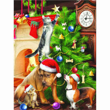 Laden Sie das Bild in den Galerie-Viewer, Diamond Painting - Haustiere unterm Weihnachtsbaum