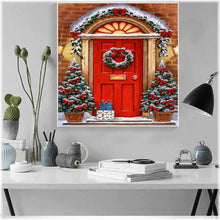 Laden Sie das Bild in den Galerie-Viewer, Diamond Painting - Rote Winterweihnachtstür