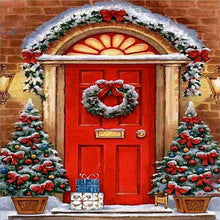 Laden Sie das Bild in den Galerie-Viewer, Diamond Painting - Rote Winterweihnachtstür