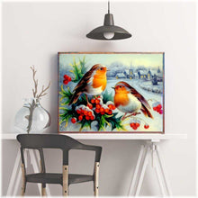Laden Sie das Bild in den Galerie-Viewer, Diamond Painting - Rotkehlchen zur Weihnachtszeit