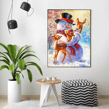 Laden Sie das Bild in den Galerie-Viewer, Diamond Painting - Schneemann mit Rehen