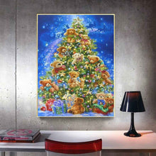 Laden Sie das Bild in den Galerie-Viewer, Diamond Painting - Teddybären am Weihnachtsbaum
