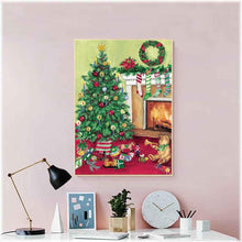 Laden Sie das Bild in den Galerie-Viewer, Diamond Painting - Weihnachtsbaum und offenes Feuer