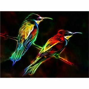 Diamond Painting - Farbiges Vogelpaar