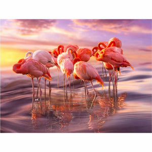 Diamond Painting - Gruppe Flamingos