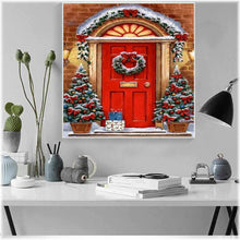 Laden Sie das Bild in den Galerie-Viewer, Diamond Painting - Rote Winterweihnachtstür
