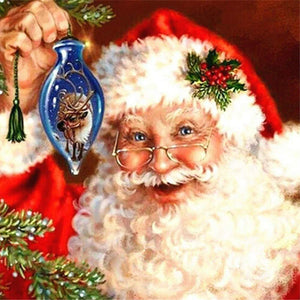 Diamond Painting - Weihnachtsmann mit Christbaumkugel
