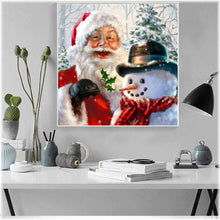 Laden Sie das Bild in den Galerie-Viewer, Diamond Painting - Weihnachtsmann mit Schneemann
