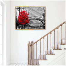 Laden Sie das Bild in den Galerie-Viewer, Diamond Painting - Roter Baum / schwarz-weiß
